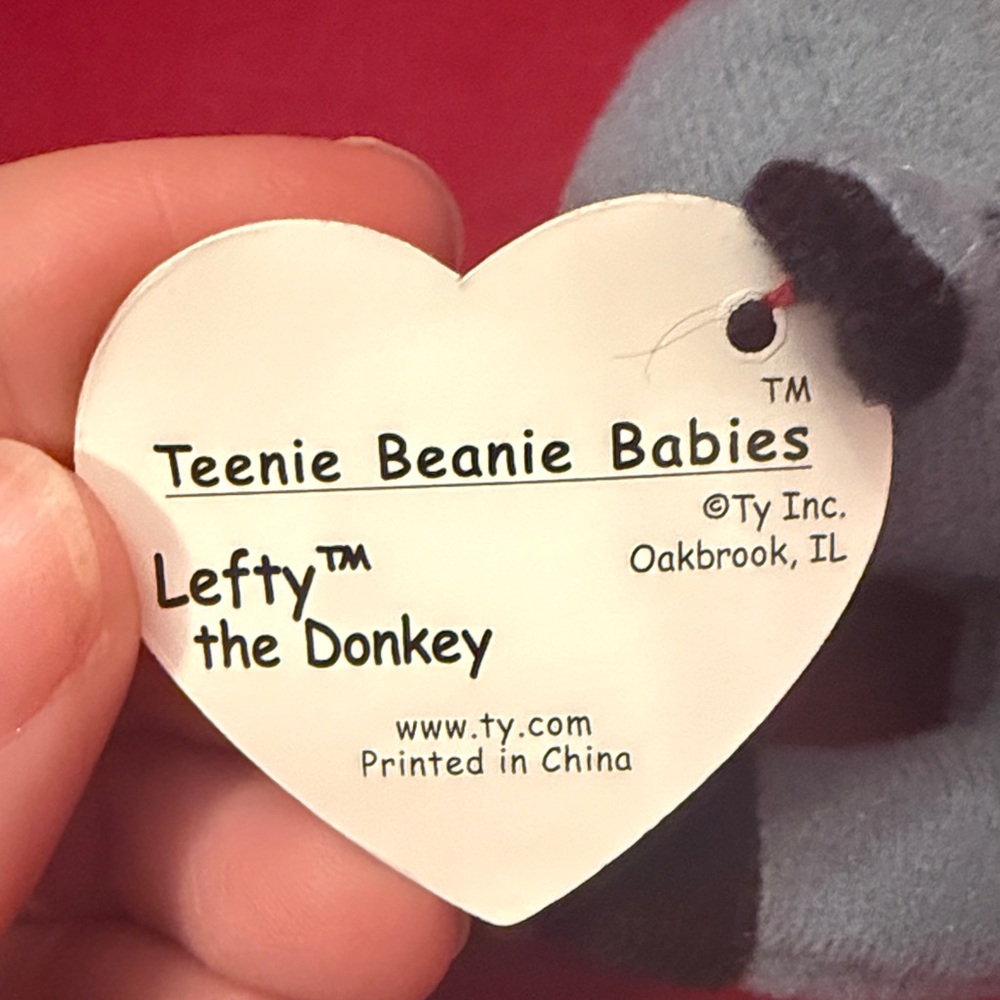 Miniature Ty Plush Elephant and Donkey Set - Gray and Blue - Picture 7 of 8